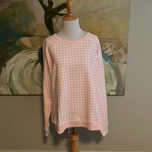 Draper James Pink Gingham Crew Neck Sweatshirt
